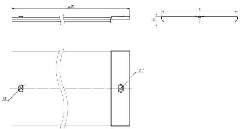 Крышка для лотка осн.300 L3000 сталь 0.6мм оцинк. EKF k30010